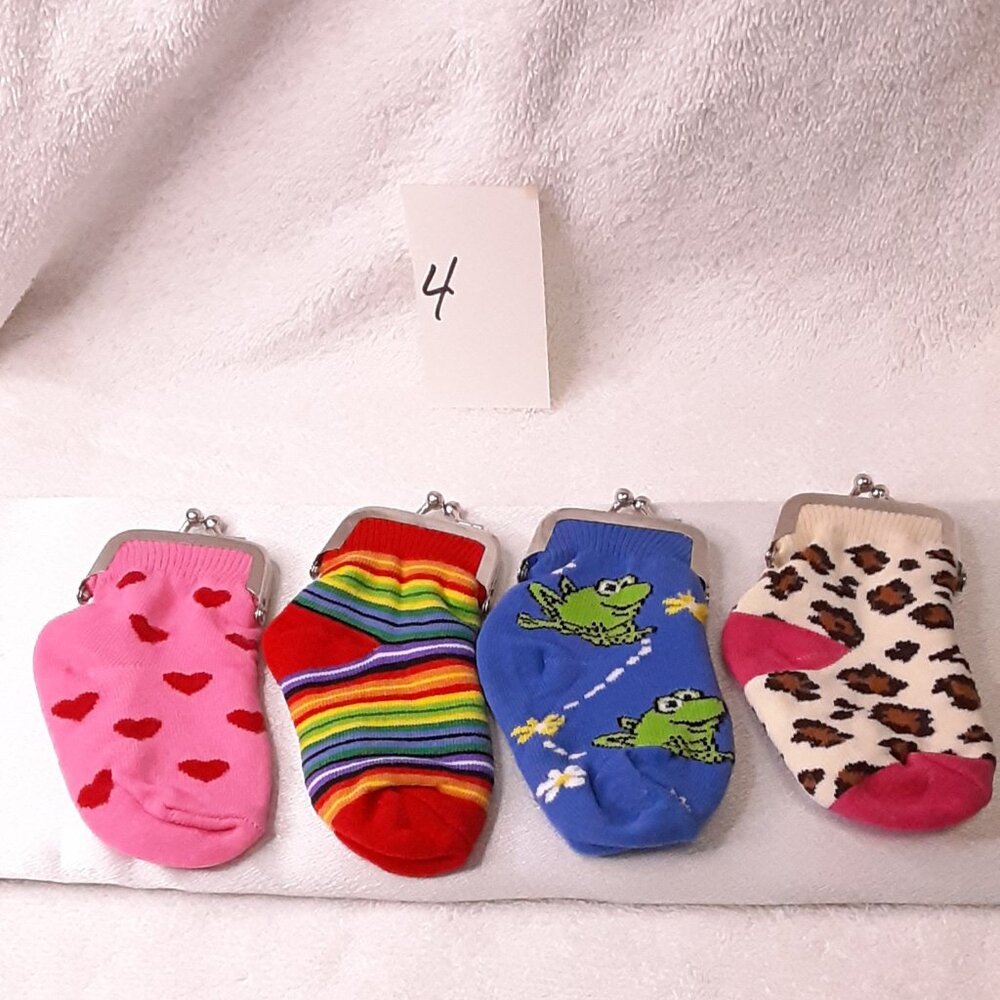 NEW  Bundle of 4 sock coin purses